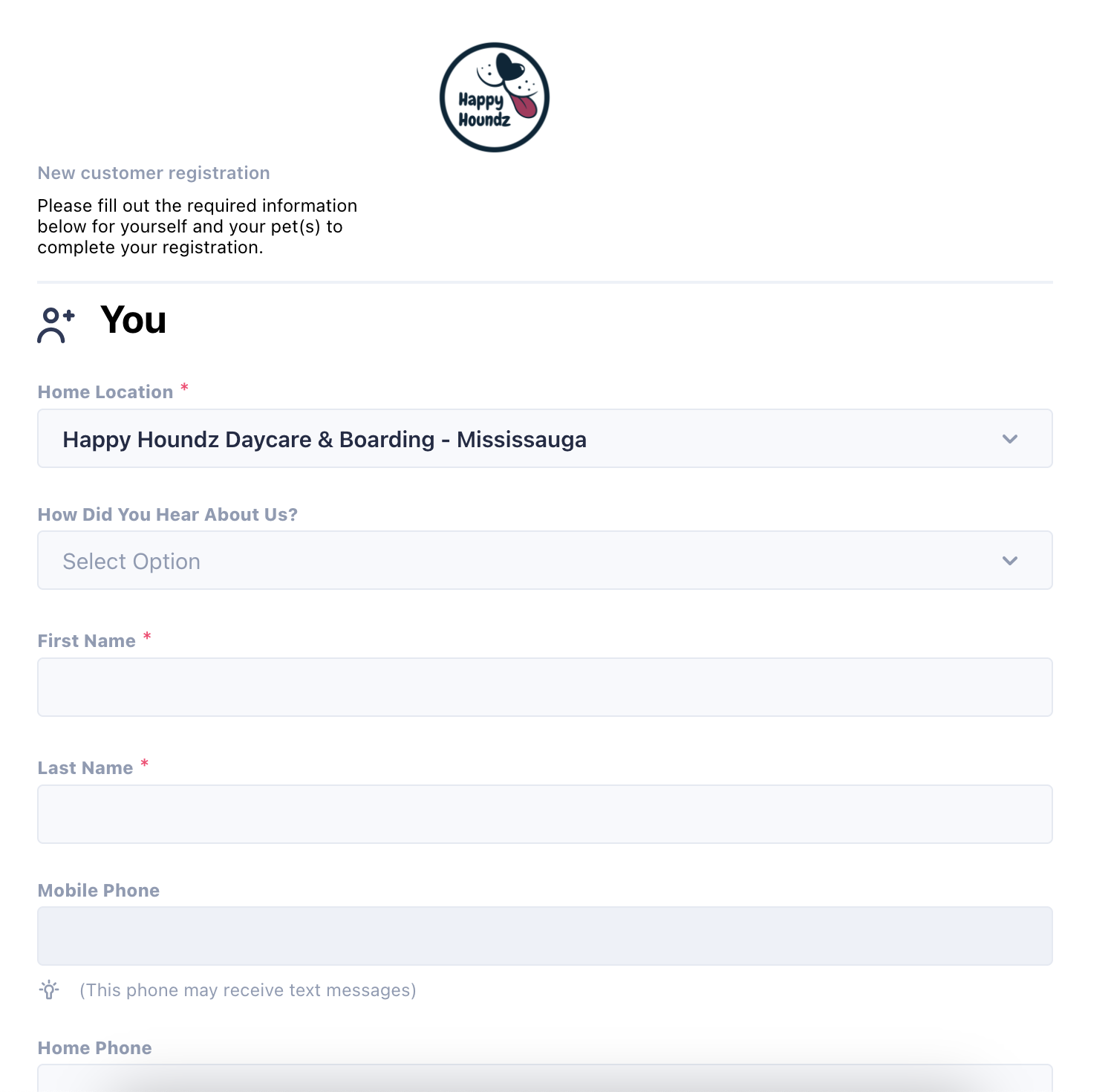 Screen capture GingrApp & Happy Houndz signup sheet.